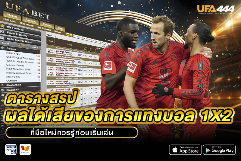 ตารางสรุปผลได้เสีย แทงบอล 1x2